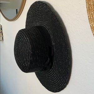 SOLD Black Straw Wide Brim Hat